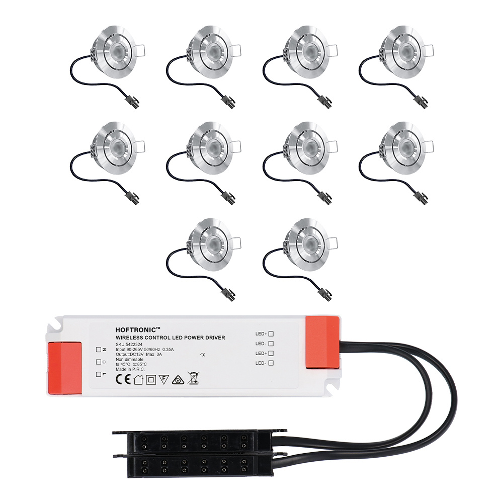 10x Lavanto Mini 12V LED Inbouwspots - 3W 200lm - Kantelbaar - 2700K - IP44