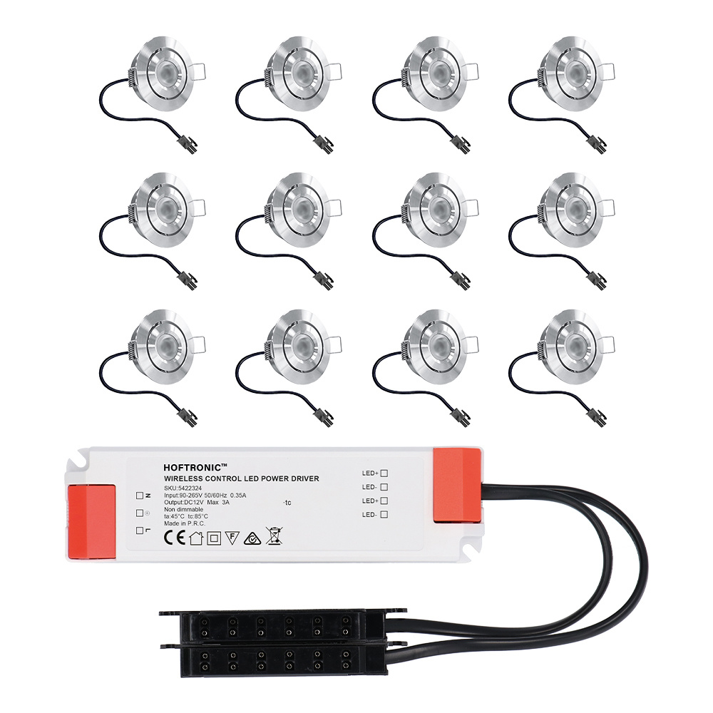 12x Lavanto Mini 12V LED Inbouwspots - 3W 200lm - Kantelbaar - 2700K - IP44