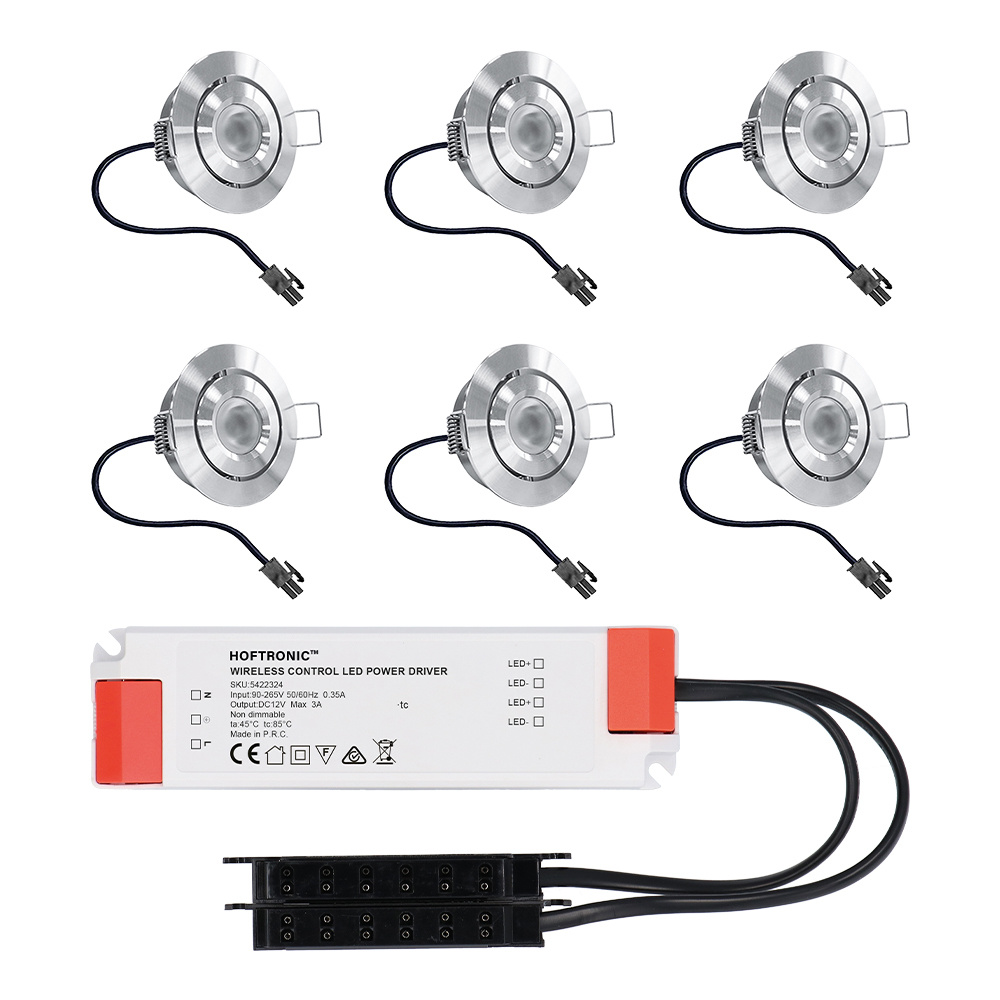 6x Lavanto Mini 12V LED Inbouwspots - 3W 200lm - Kantelbaar - 2700K - IP44