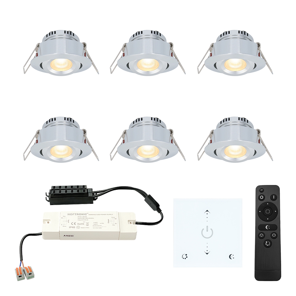 6x Granada Mini 12V LED Inbouwspots - Muurdimmer - 3W 200lm - 2700K - IP44