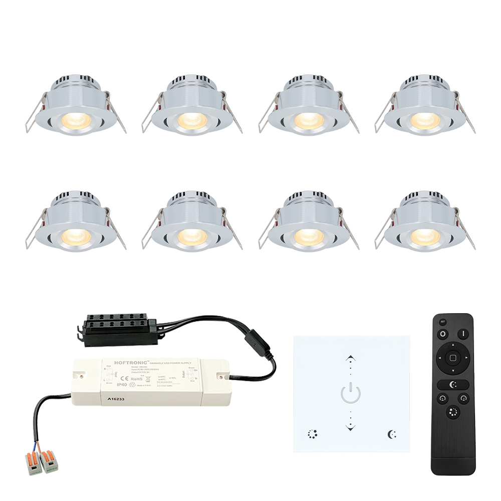 8x Granada Mini 12V LED Inbouwspots - Muurdimmer - 3W 200lm - 2700K - IP44