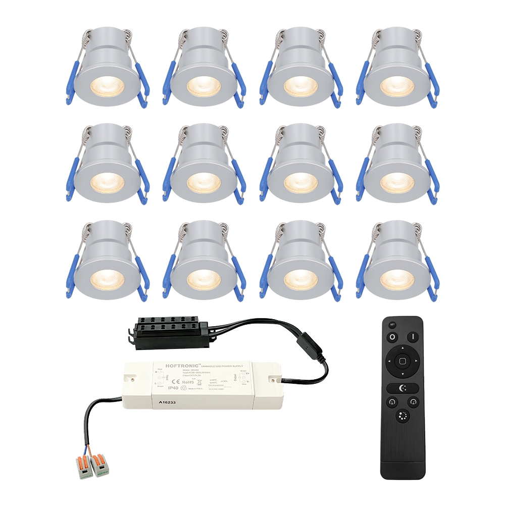 12x Milano 12V LED Mini Inbouwspots - 3W 200lm - Dimbaar - 2700K - IP65
