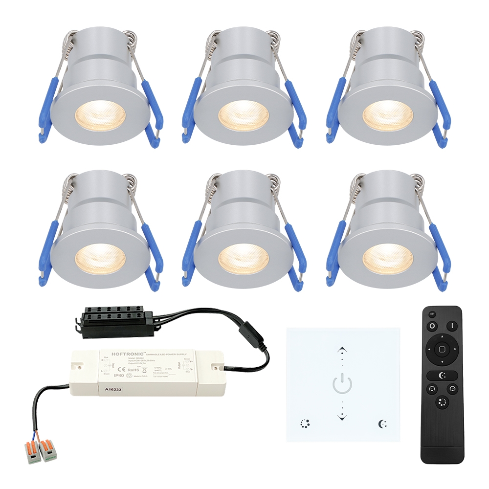 6x Milano Mini 12V LED Inbouwspots - Muurdimmer - 3W 200lm - 2700K - IP65
