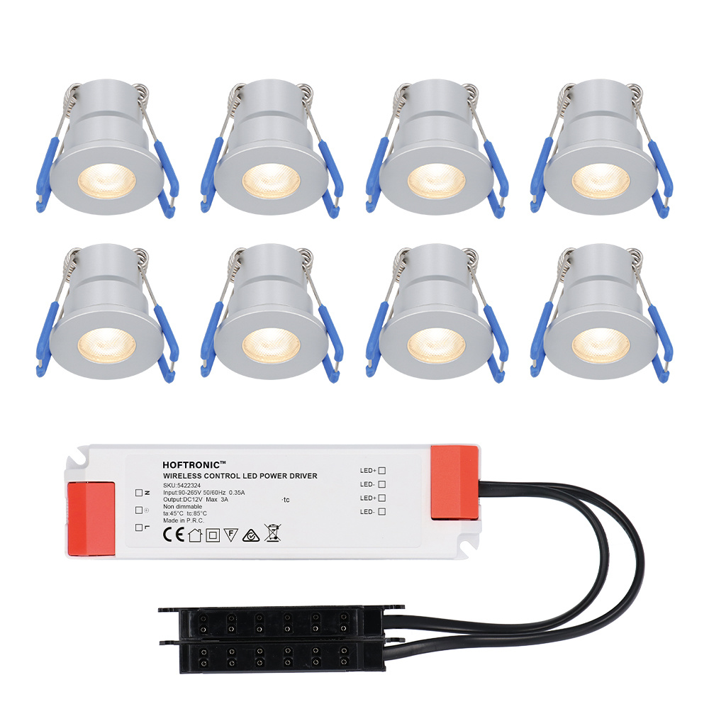 8x Milano Mini 12V LED Inbouwspots - 3W 200lm - 2700K - IP65 - Niet dimbaar