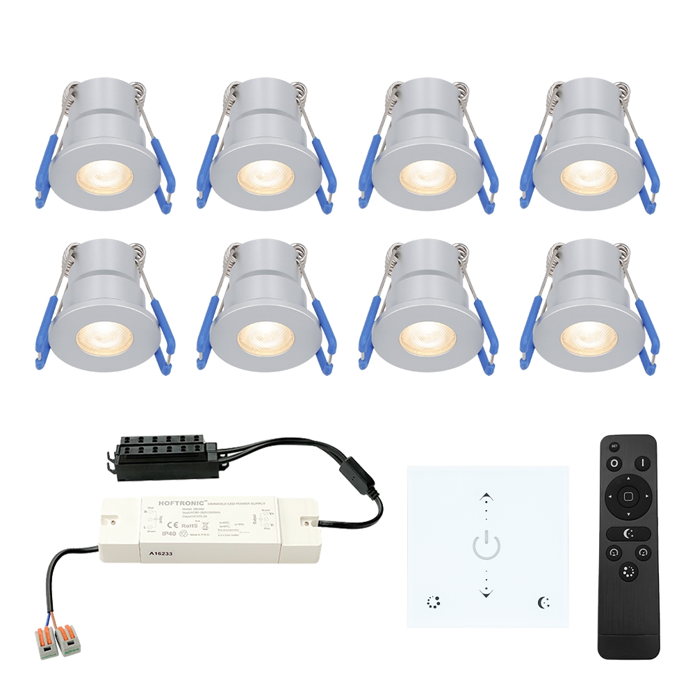 8x Milano Mini 12V LED Inbouwspots - Muurdimmer - 3W 200lm - 2700K - IP65