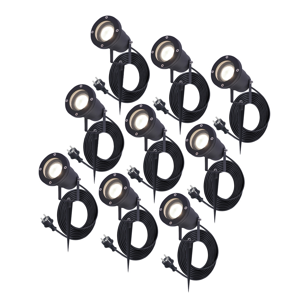 9x Sydney LED Prikspots - 4W 345lm - Kantelbaar - 4000K - IP65 - Zwart