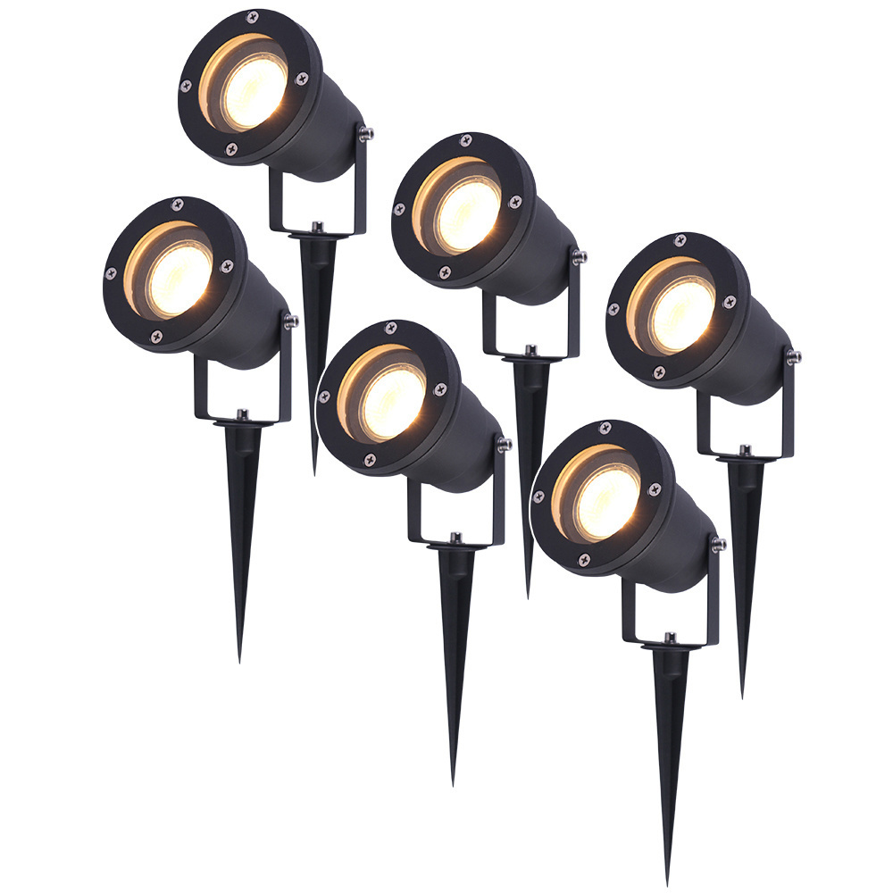 6x LED Prikspots - 4W 345lm - Kantelbaar - 2700K - IP65 - Zwart