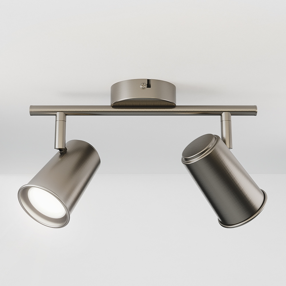 Riga LED Plafondlamp 2 spots - 8W 690lm - 6500K - Kantelbaar - IP20 - RVS