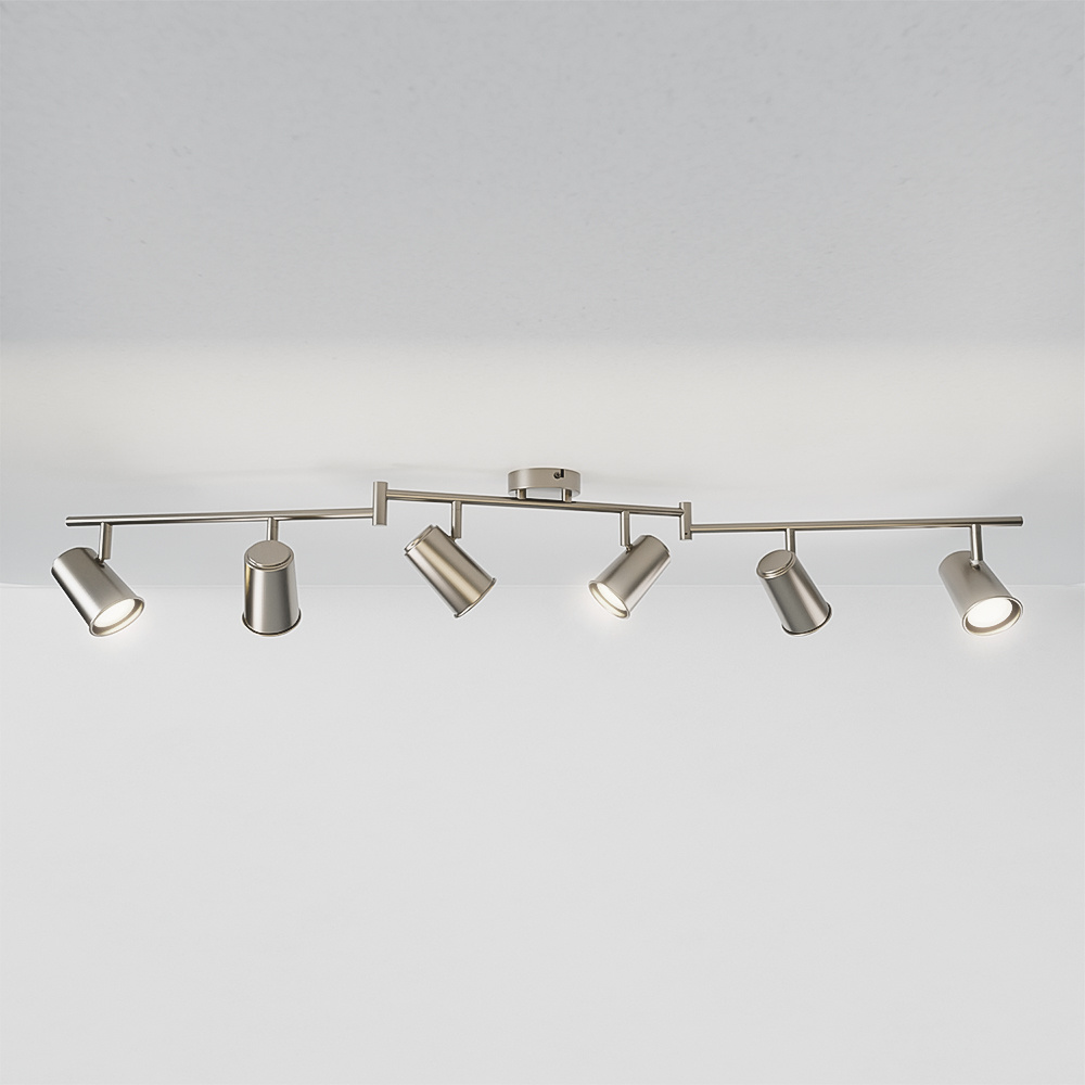 Riga LED Plafondlamp 6 spots - 24W 2070lm - 4000K - Kantelbaar - IP20 - RVS