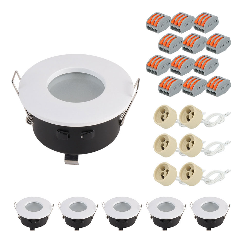 Set van 6 Raval LED Inbouwspots - Armatuur - GU10 fitting - IP44 - Rond - Wit