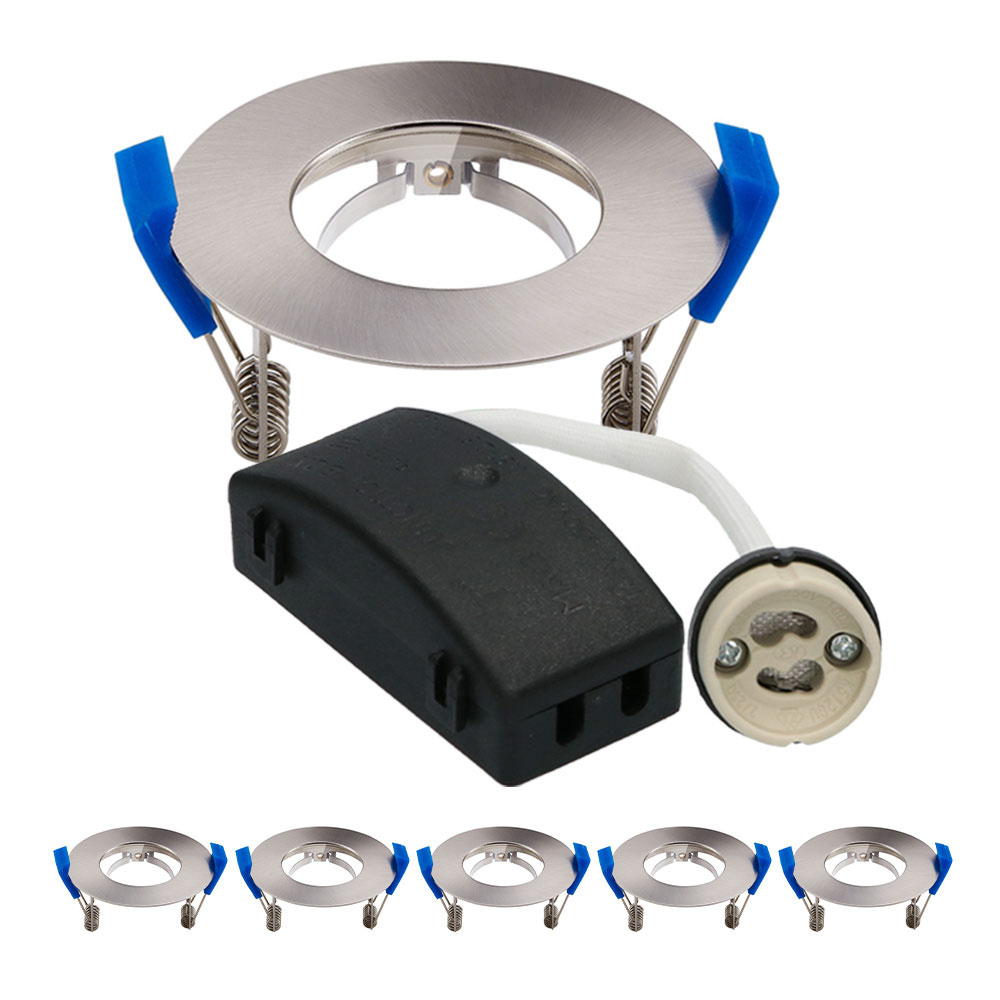 Set van 6 Pisa LED Inbouwspots - Armatuur - GU10 fitting - IP65 - Rond - RVS