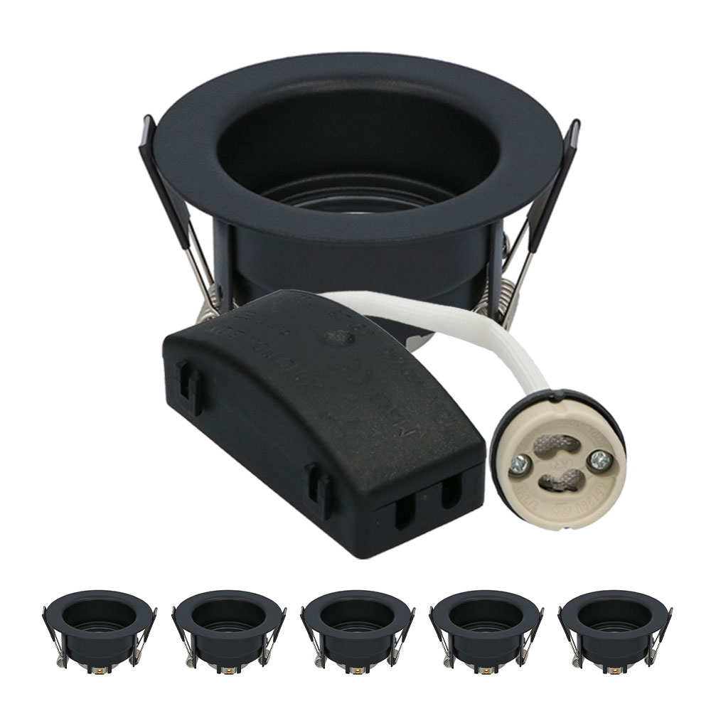 Set van 6 Rio LED Inbouwspots - Armatuur - GU10 fitting - IP65 - Rond - Zwart