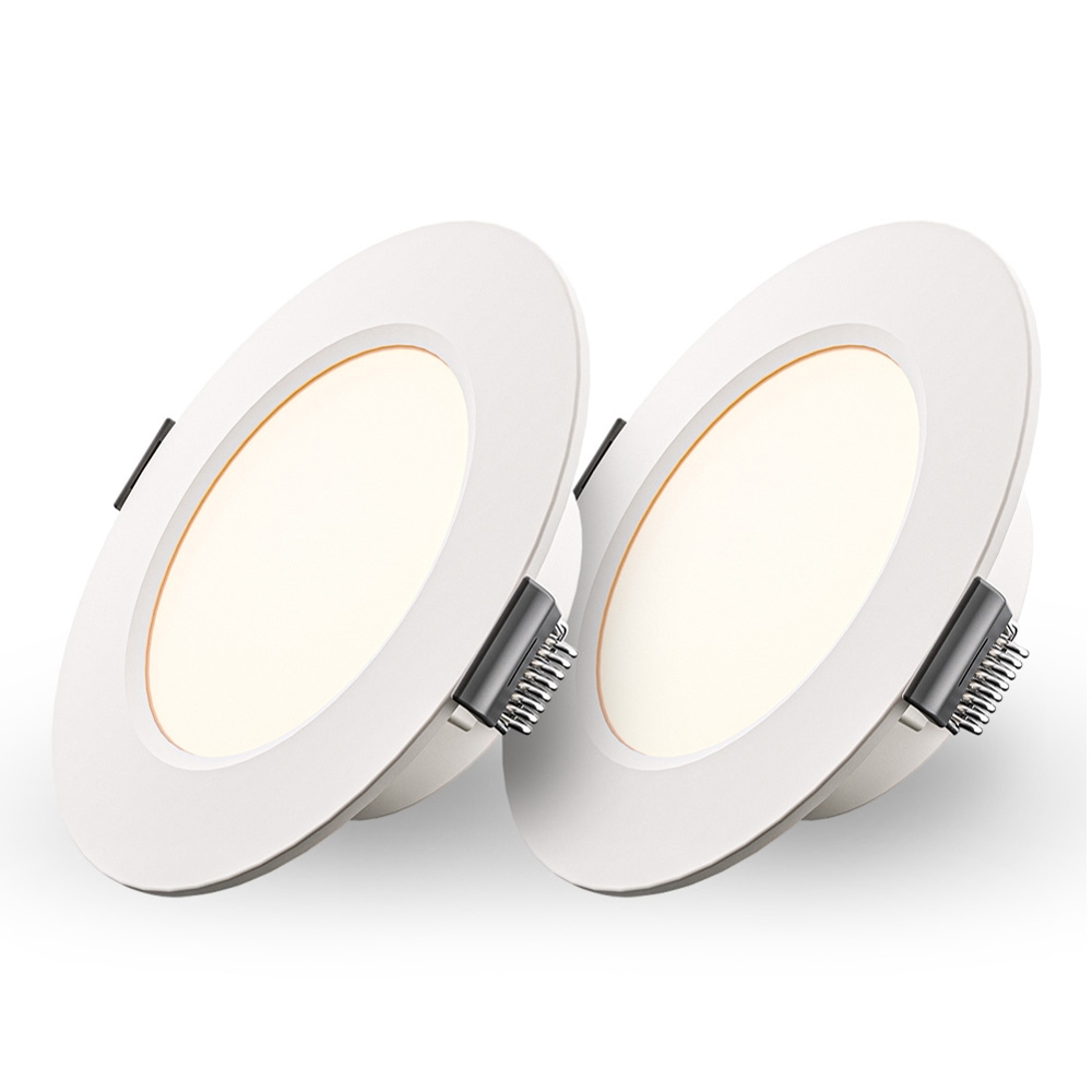 Set van 2 Georgia LED Inbouwspots - 3W 300lm - Rond - 2700K - 91mm - IP20 - Wit