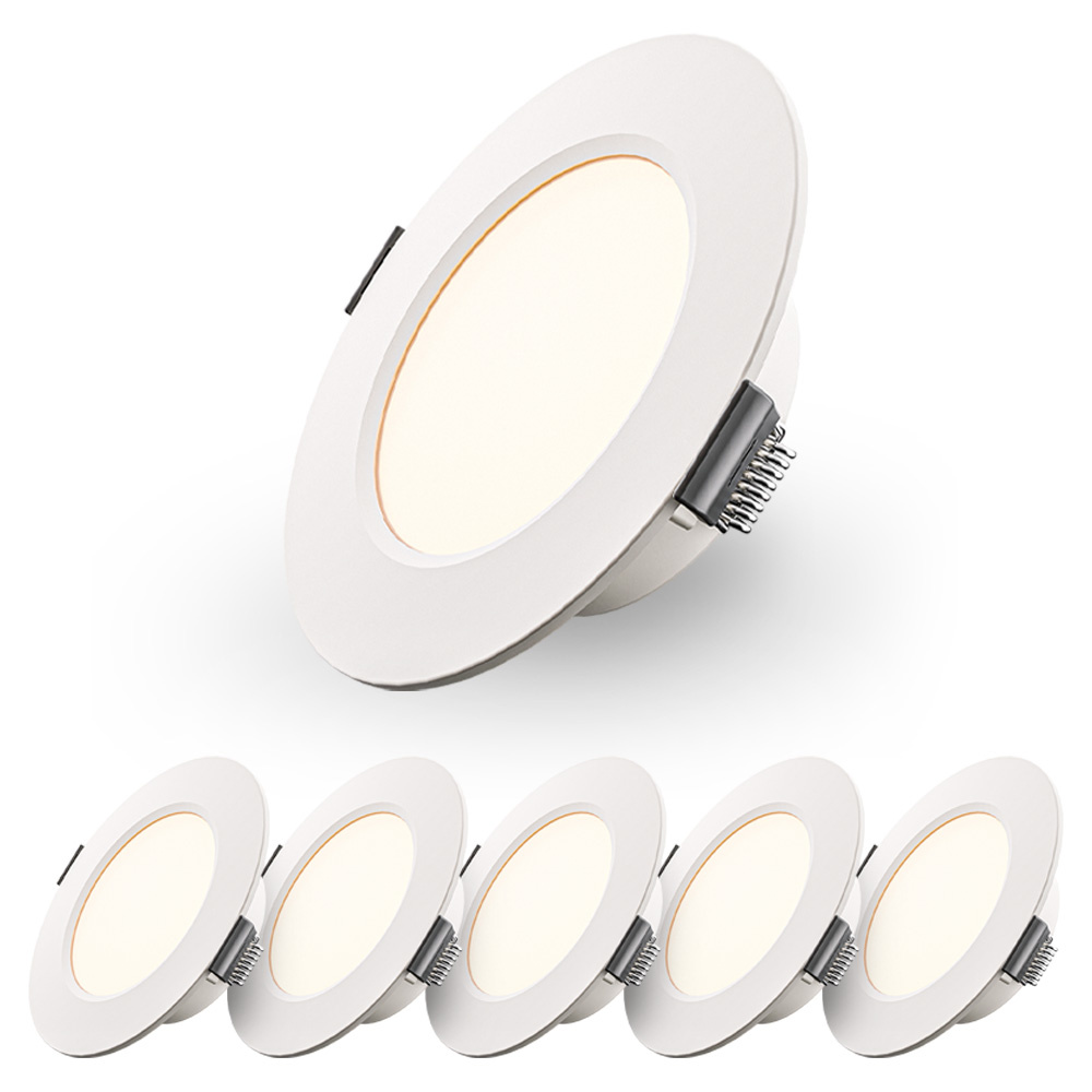 Set van 6 Georgia LED Inbouwspots - 3W 300lm - Rond - 2700K - 91mm - IP20 - Wit