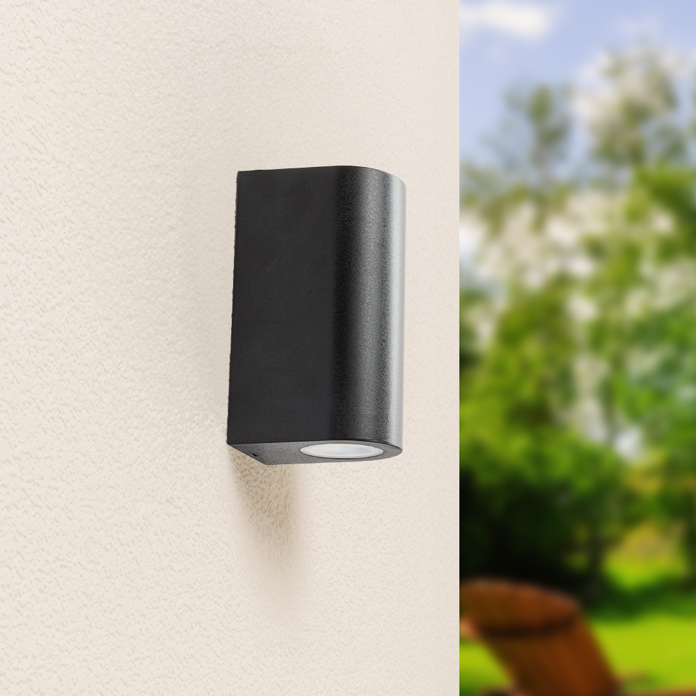 Douglas LED wandlamp Zwart - IP44 - Dimbaar - Up & Down - GU10 - Polycarbonaat