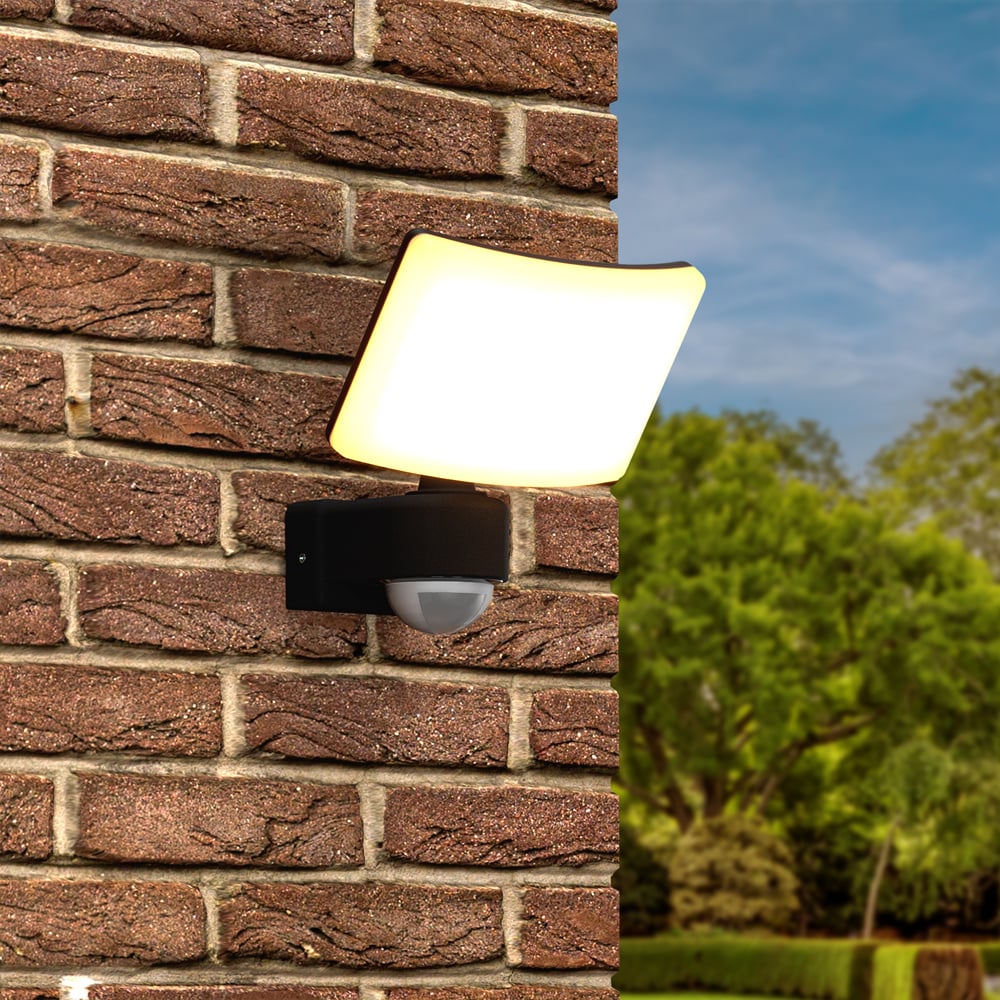 Londen - LED Wandlamp met sensor - 30W 2500lm - 3000K - Zwart