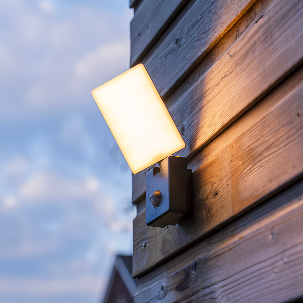 Selby - LED Wandlamp met sensor - 10W 780lm - 3000K - zwart