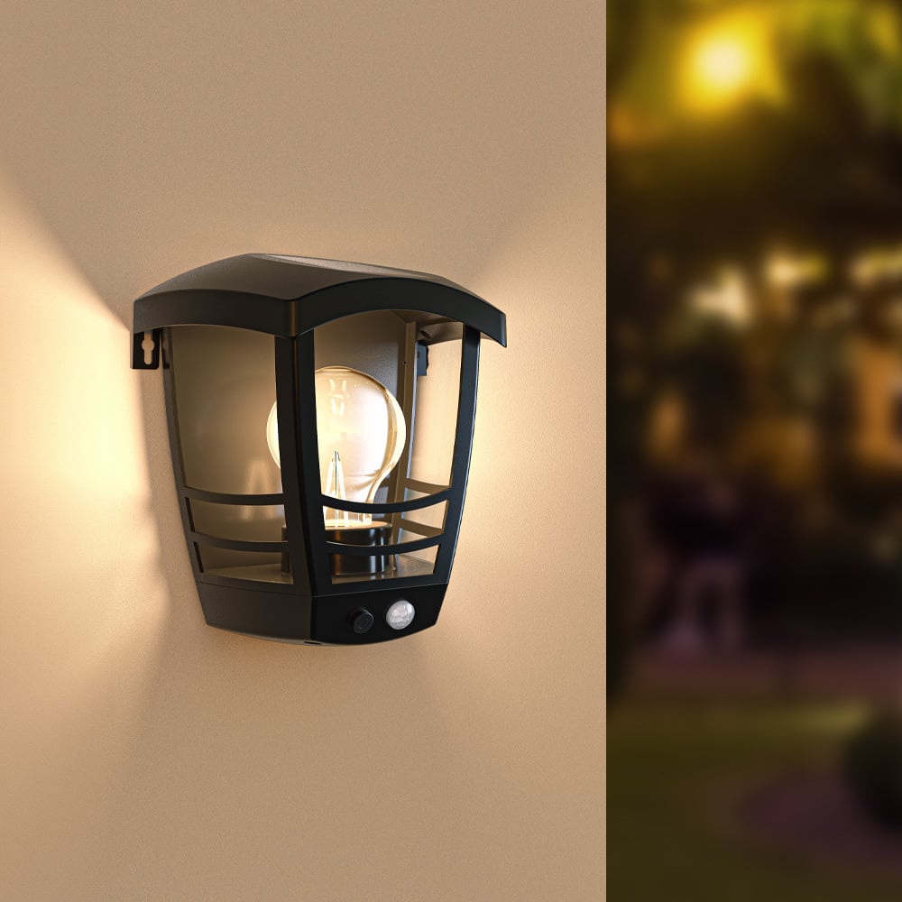 Clark - Solar wandlamp lantaarn - 3000K - IP65 - Zwart - klassiek