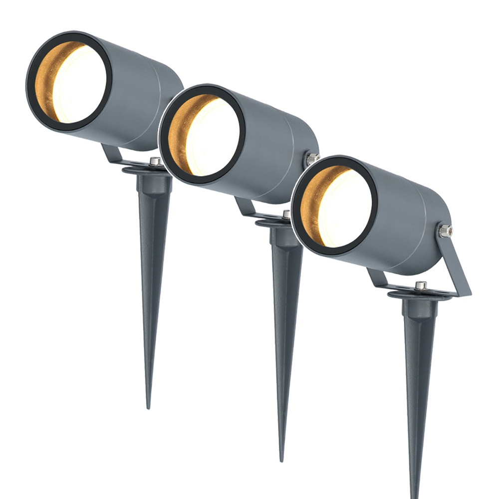 3x Spikey dimbare LED prikspot aluminium antraciet - GU10 - IP65 - 3 jaar garantie