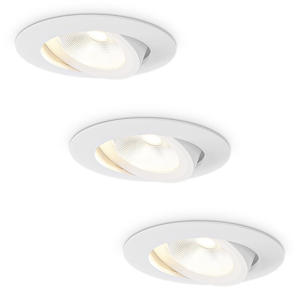 3x Lugo LED Inbouwspots - Wit - Dimbaar - 5W 450lm - 2700K - Kantelbaar - IP65