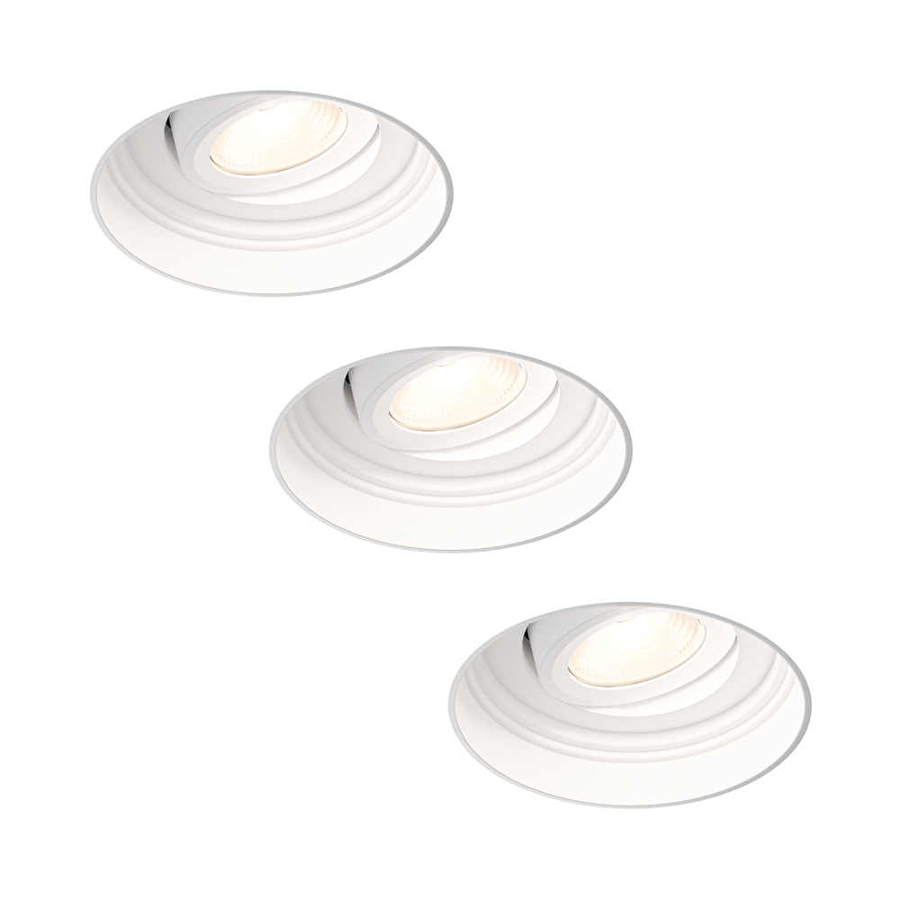 3x Lugo Inbouwspots Trimless - Wit - Dimbaar - 5W 450lm - 2700K - Kantelbaar - IP65