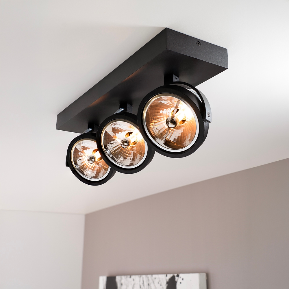 Saturno nero III - 3-lichts plafondspot - Kantelbaar en draaibaar