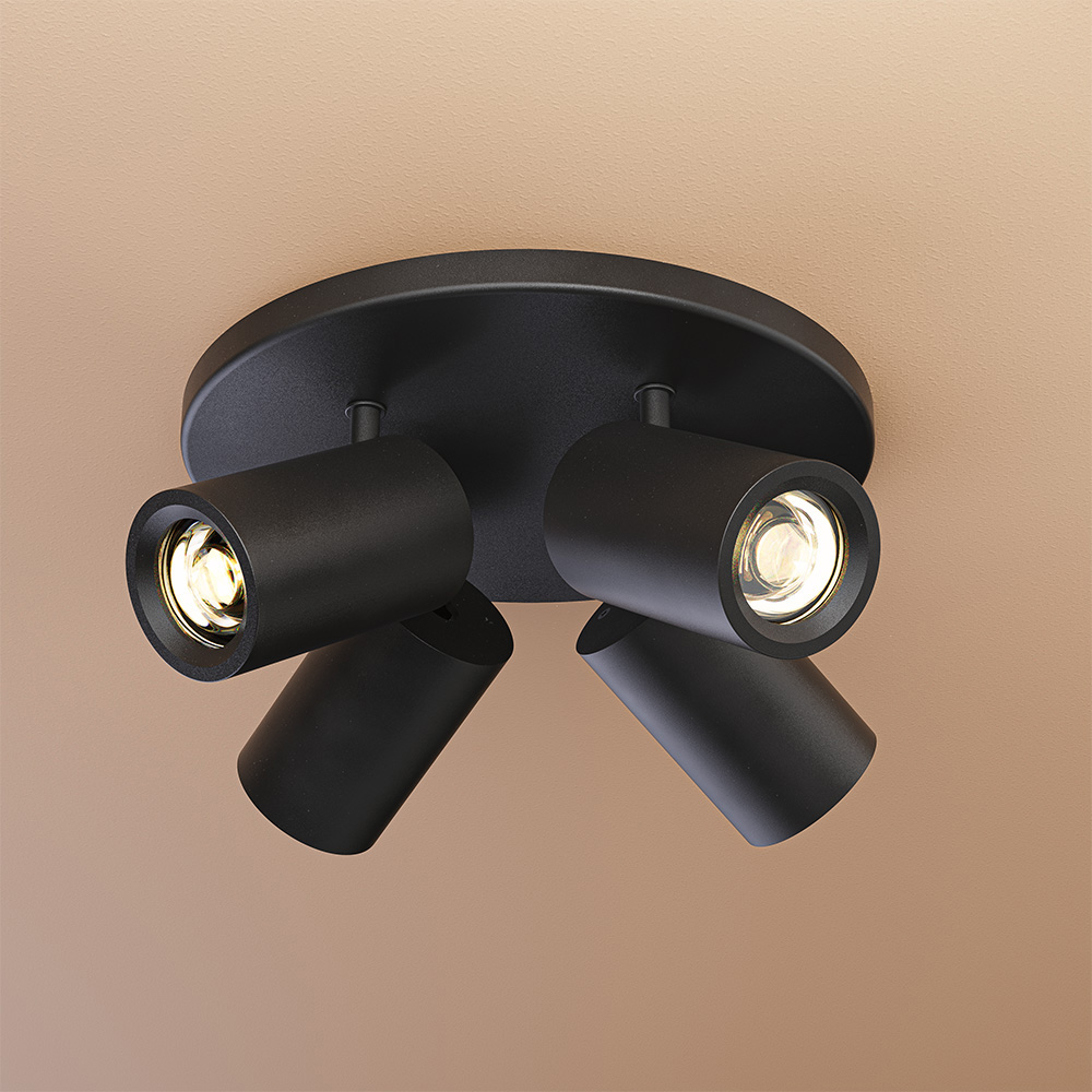 Madona - LED Plafondlamp - 4 spots - Excl. GU10 - Kantelbaar & Draaibaar - Rond