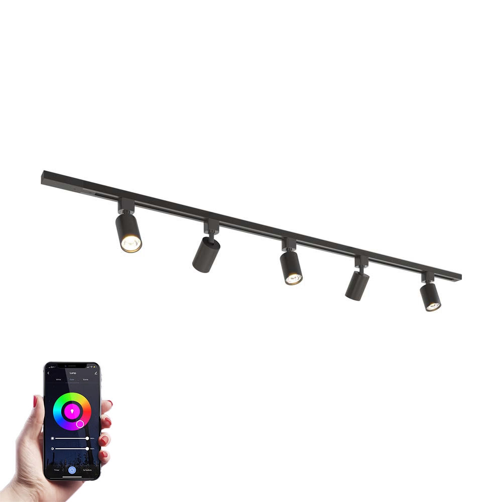 Taros Railverlichting Pakket - Recht - 1,5 m - 5 railspots - RGBWW GU10