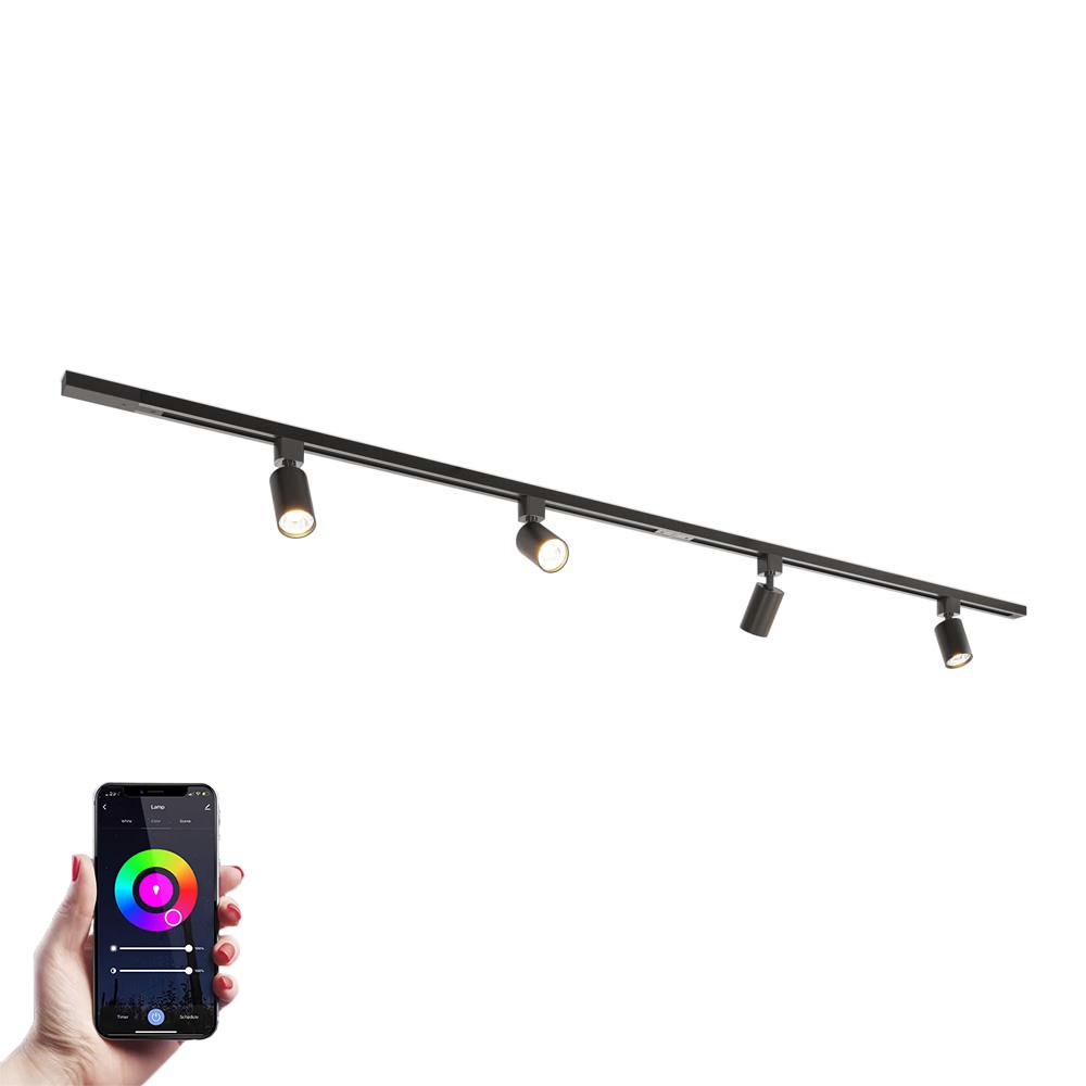 Taros Railverlichting Pakket - Recht - 2x 1 m - 4 railspots - RGBWW GU10