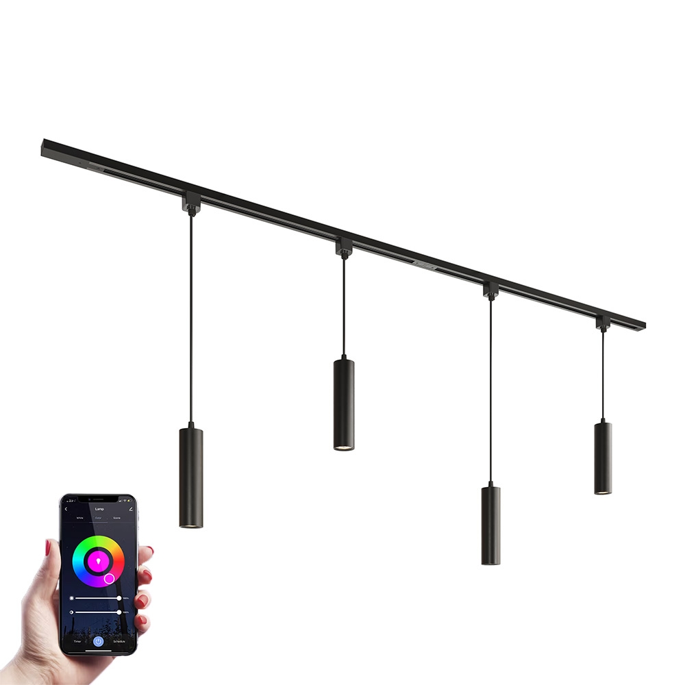 Taros Railverlichting Pakket - Recht - 2x 1 m - 4 hanglamp - RGBWW GU10