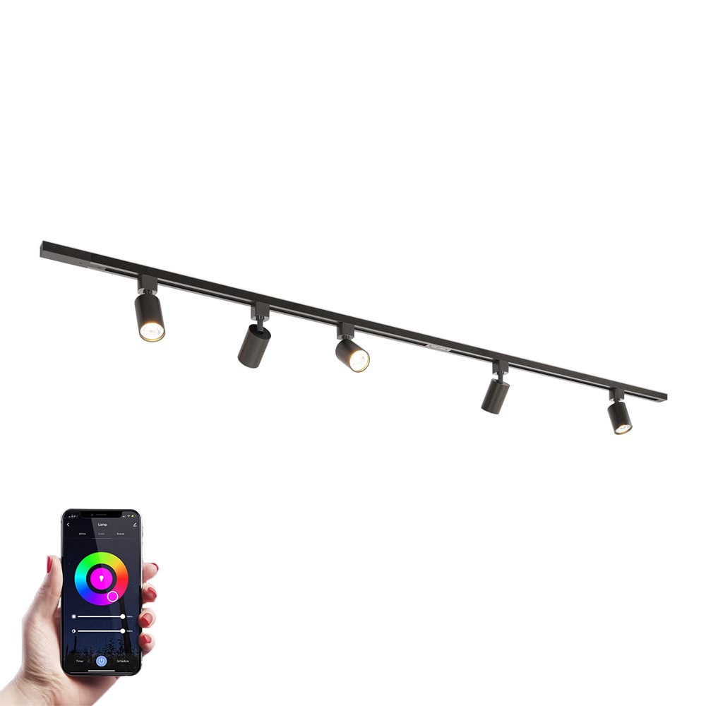 Taros Railverlichting Pakket - Recht - 2x 1 m - 5 railspots - RGBWW GU10