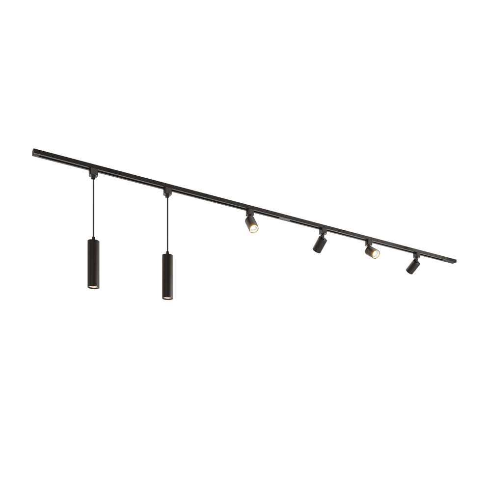 Taros Railverlichting Pakket - Recht - 2x 1,5 m - 4 railspots - 2 hanglamp - 2700K GU10