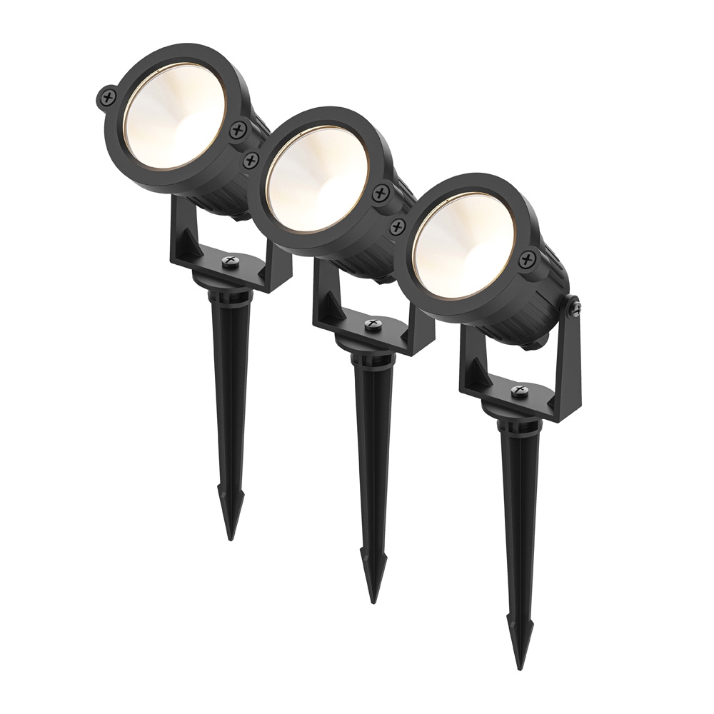 3x Piton LED Prikspots - 4,9W 425lm - Kantelbaar - 3000K - IP65 - Zwart