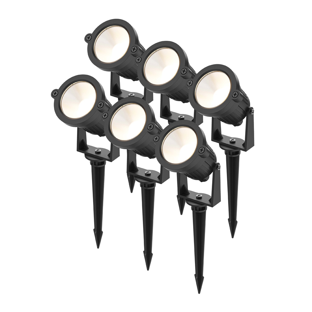 6x Piton LED Prikspots - 4,9W 425lm - Kantelbaar - 3000K - IP65 - Zwart