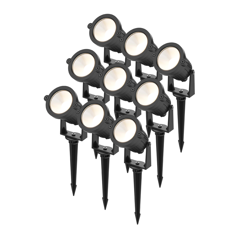 9x Piton LED Prikspots - 4,9W 425lm - Kantelbaar - 3000K - IP65 - Zwart