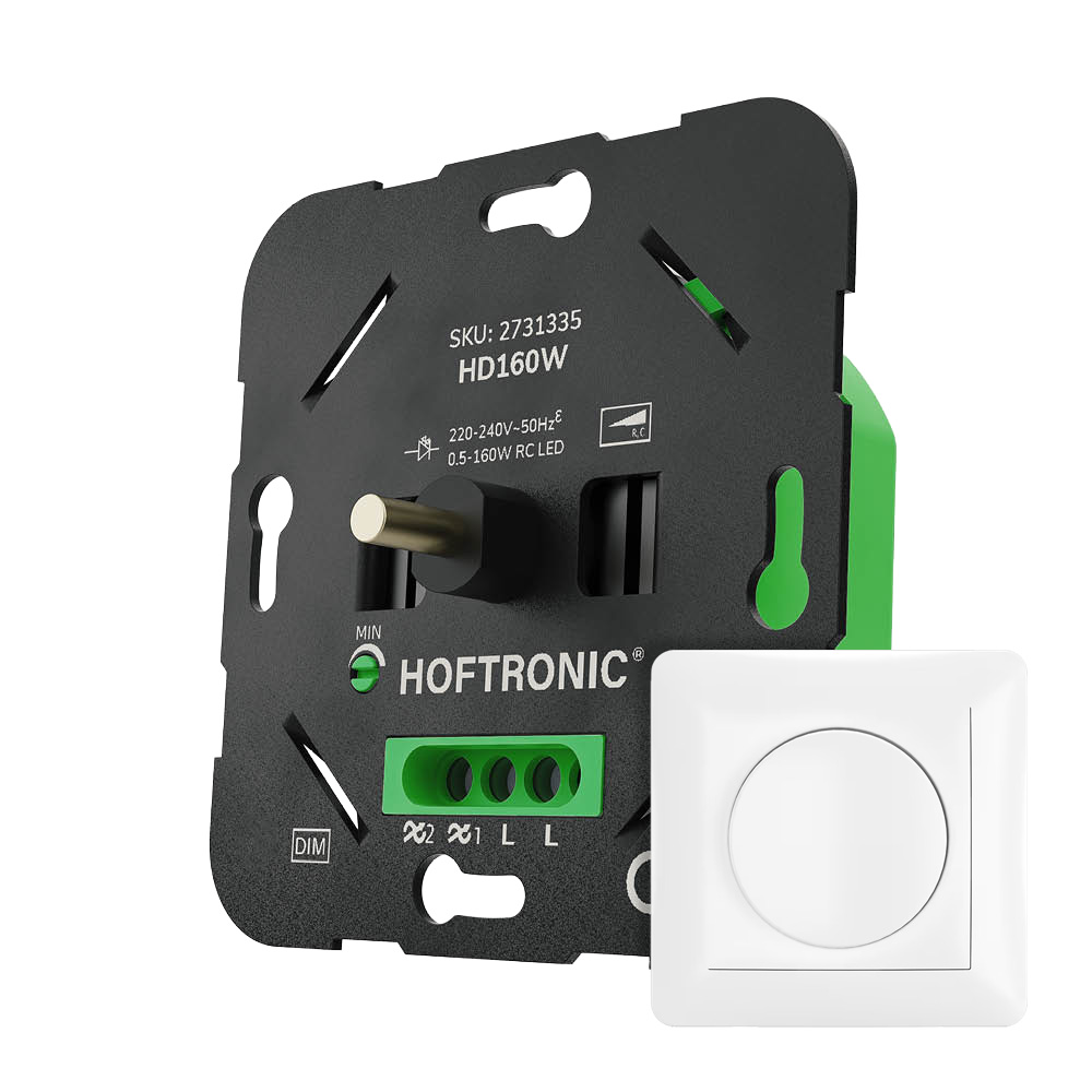 LED dimmer met draaiknop - 0.5-160W - Fase-afsnijding - Wisselschakeling - Wit