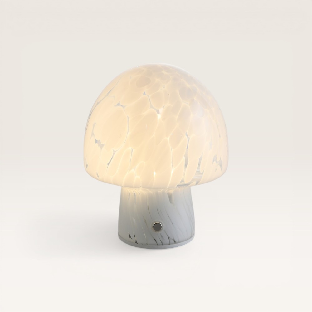 LED Tafellamp Cirello marmo - Dim- en oplaadbare paddenstoel lamp van glas