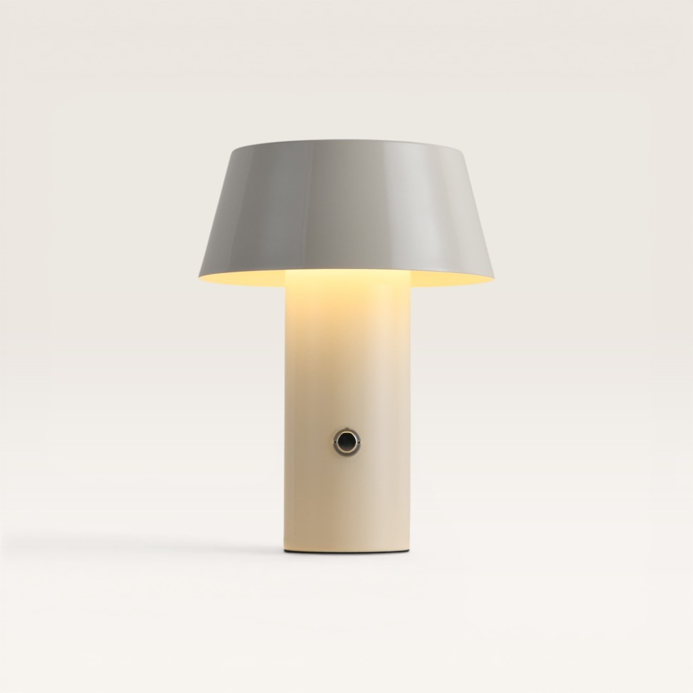 LED Tafellamp Cadera crema - Dim- en oplaadbare mushroom lamp van metaal