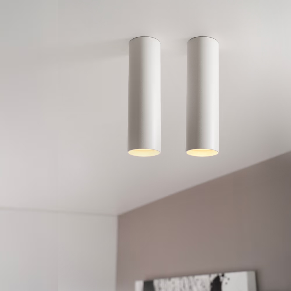 2x Canopus bianco m - Cilindervormige opbouwspot in met mat witte coating