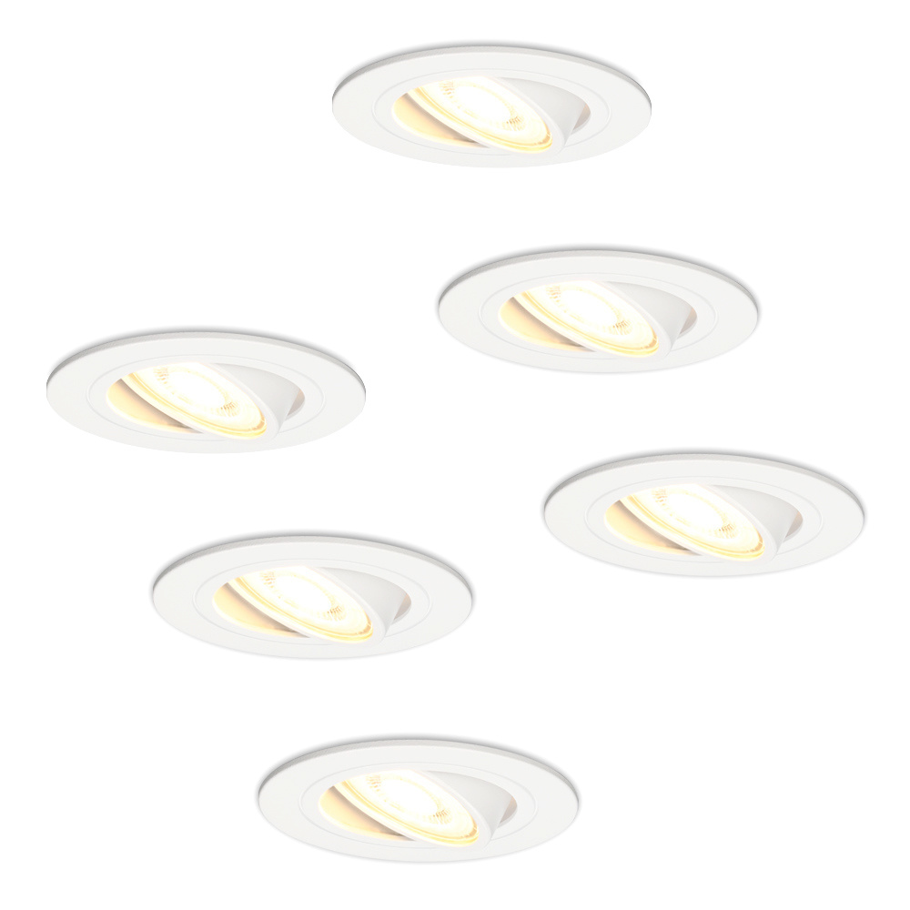 6x Pittsburg LED Inbouwspots - 4W 345lm - 2700K - Dimbaar Kantelbaar - Wit