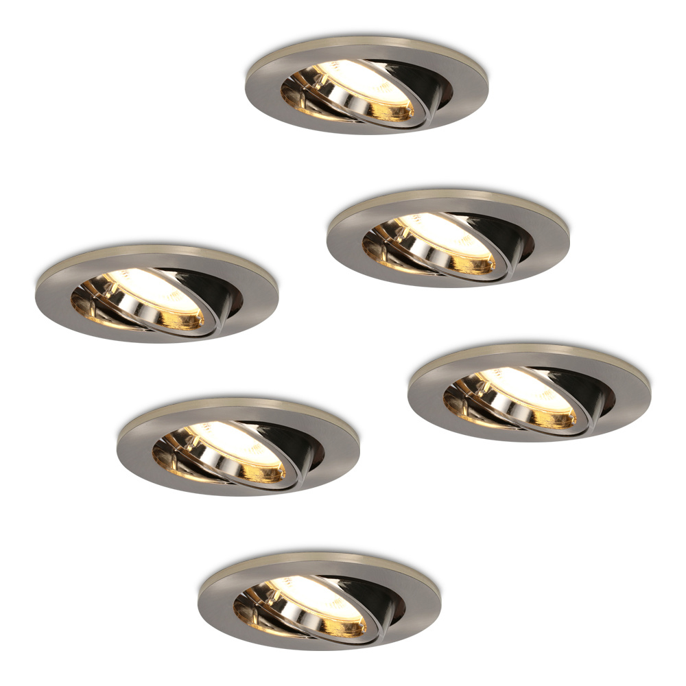6x Lublin LED Inbouwspots - 4W 345 lumen - 2700K - Kantelbaar - RVS
