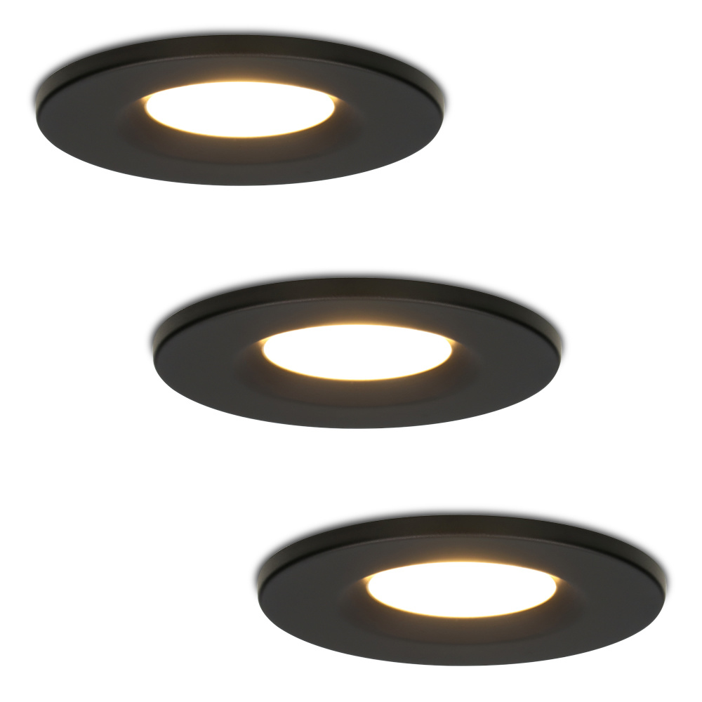 3x Venezia LED Inbouwspots - 6W 650lm - 2700K - IP65 - Zwart