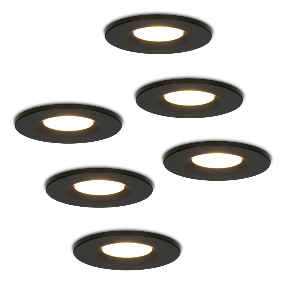 6x Venezia LED Inbouwspots - 6W 650lm - 2700K - IP65 - Zwart