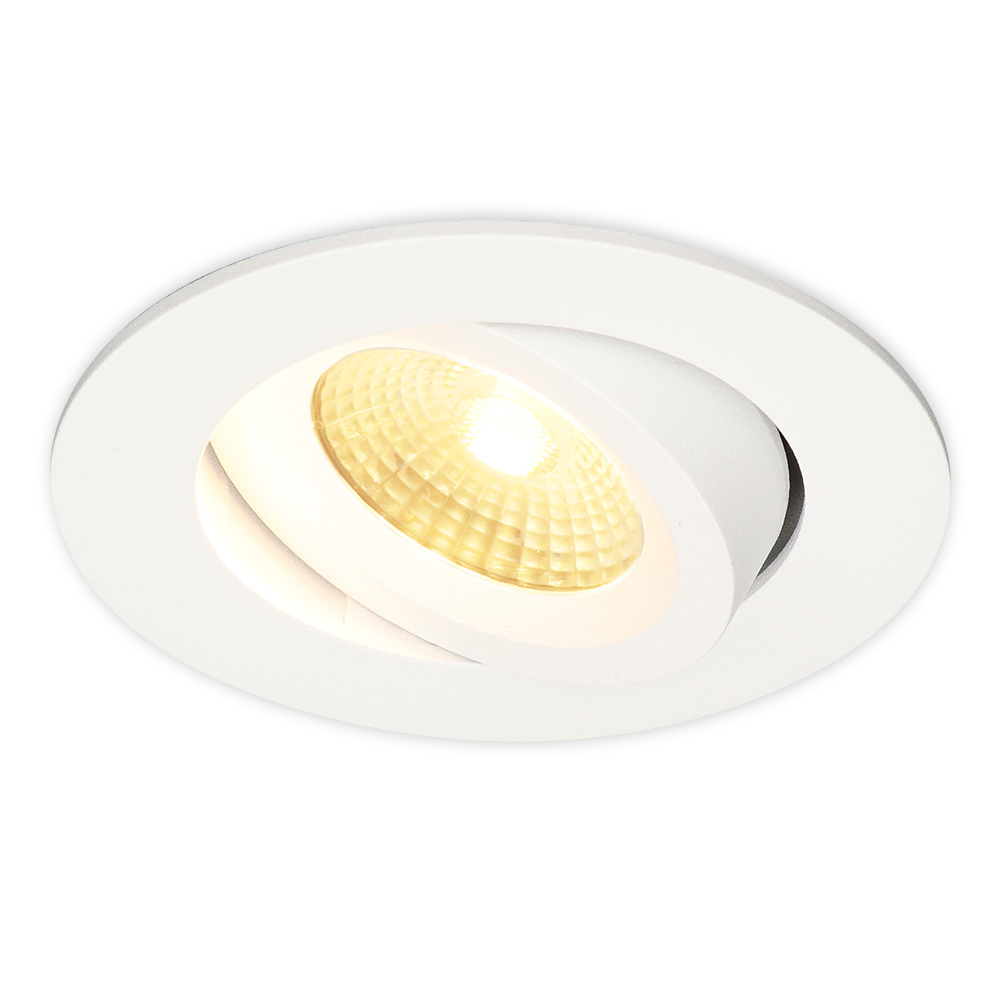 Salerno LED Inbouwspot - 8W 650lm - 2700K - Kantelbaar - Dimbaar - IP44 - Wit