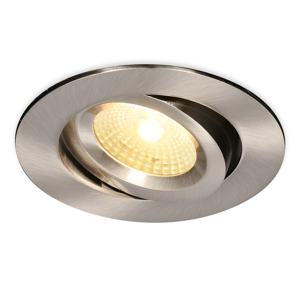 Salerno LED Inbouwspot - 8W 650lm - 2700K - Kantelbaar - Dimbaar - IP44 - RVS
