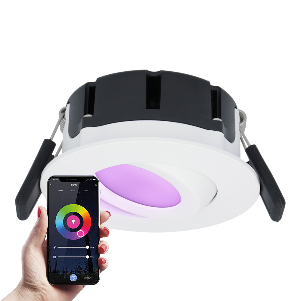 Napels Smart Inbouwspot Plat - 8W 600lm - Kantelbaar - Wifi + Ble - RGBWW - Wit