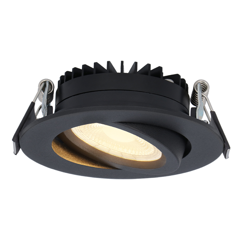Rome LED Inbouwspot Plat - 6W 430lm - Kantelbaar - Dimbaar - IP44 - 2700K - Zwart