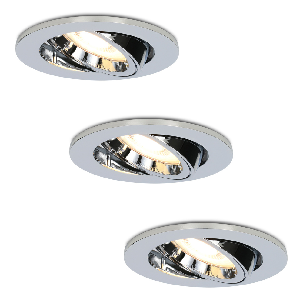 3x Maya LED Inbouwspots - 4W 345 lumen - 2700K - Kantelbaar - Chroom