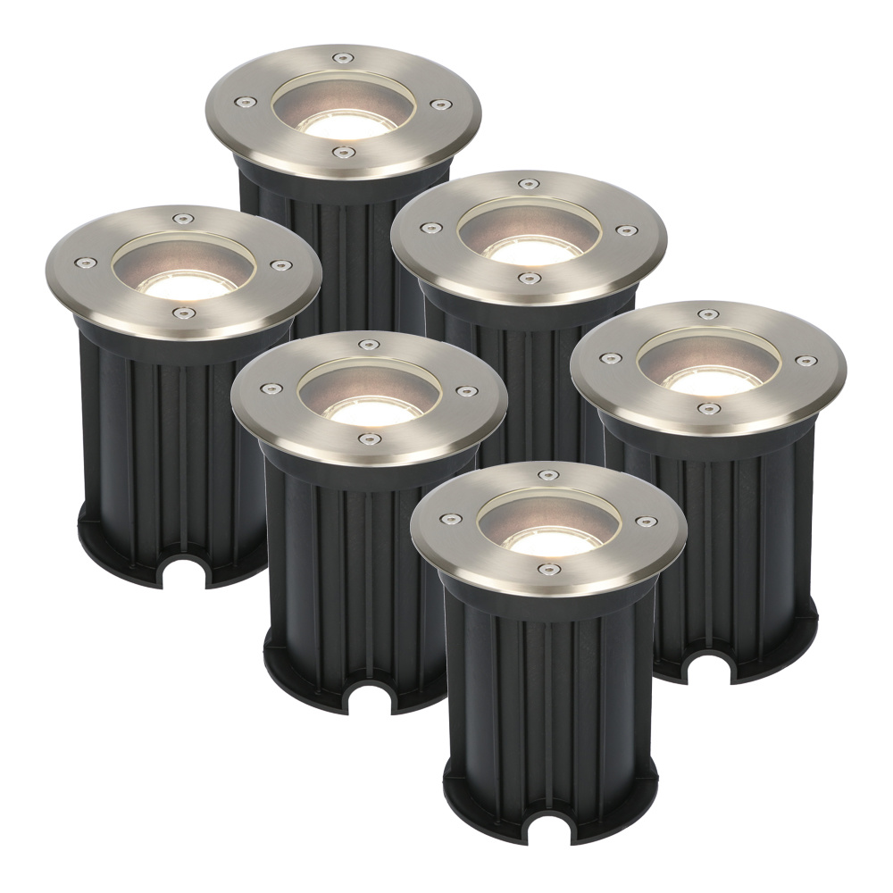 6x Maisy LED Grondspots - Ø12cm - GU10 - Dimbaar - 4W 345lm - 4000K - IP67 - RVS