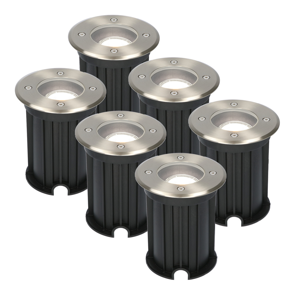 6x Maisy LED Grondspots - Ø12cm - GU10 - Dimbaar - 4W 345lm - 6500K - IP67 - RVS
